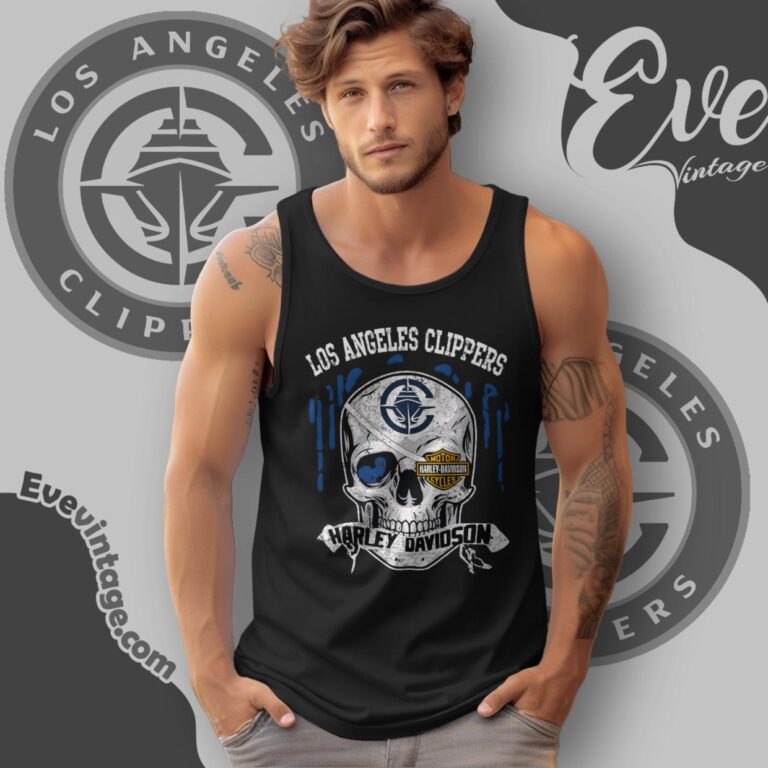 Los Angeles Clippers Harley Davidson Skull Tank Top Racerback Los Angeles Clippers Harley Davidson Skull Tank Top Racerback