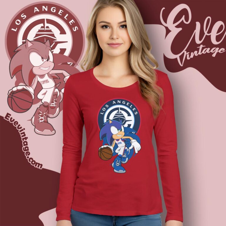 Los Angeles Clippers Sonic The Hedgehog Shirt Long Sleeve Tee Los Angeles Clippers Sonic The Hedgehog Shirt Long Sleeve Tee