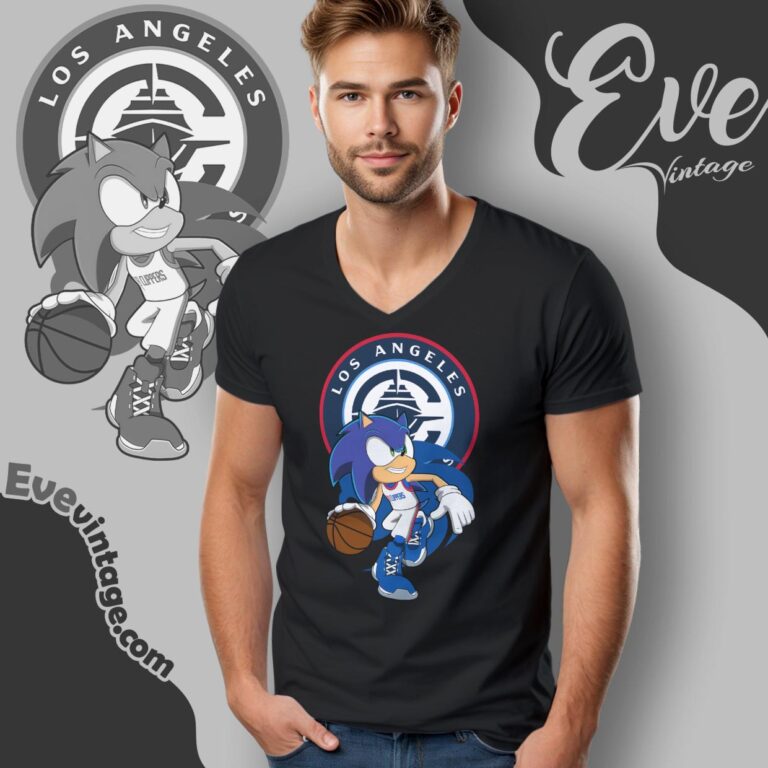 Los Angeles Clippers Sonic The Hedgehog Shirt V Neck TShirt Los Angeles Clippers Sonic The Hedgehog Shirt V Neck TShirt