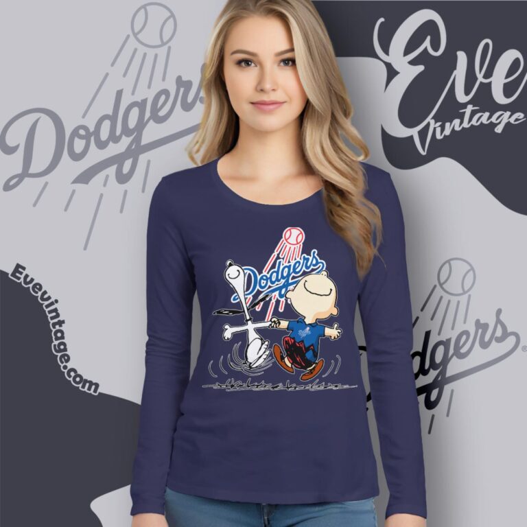 Los Angeles Dodgers Charlie Brown Snoopy Happy Dancing Shirt Long Sleeve Tee Los Angeles Dodgers Charlie Brown Snoopy Happy Dancing Shirt Long Sleeve Tee