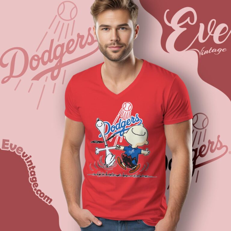 Los Angeles Dodgers Charlie Brown Snoopy Happy Dancing Shirt V Neck TShirt Los Angeles Dodgers Charlie Brown Snoopy Happy Dancing Shirt V Neck TShirt