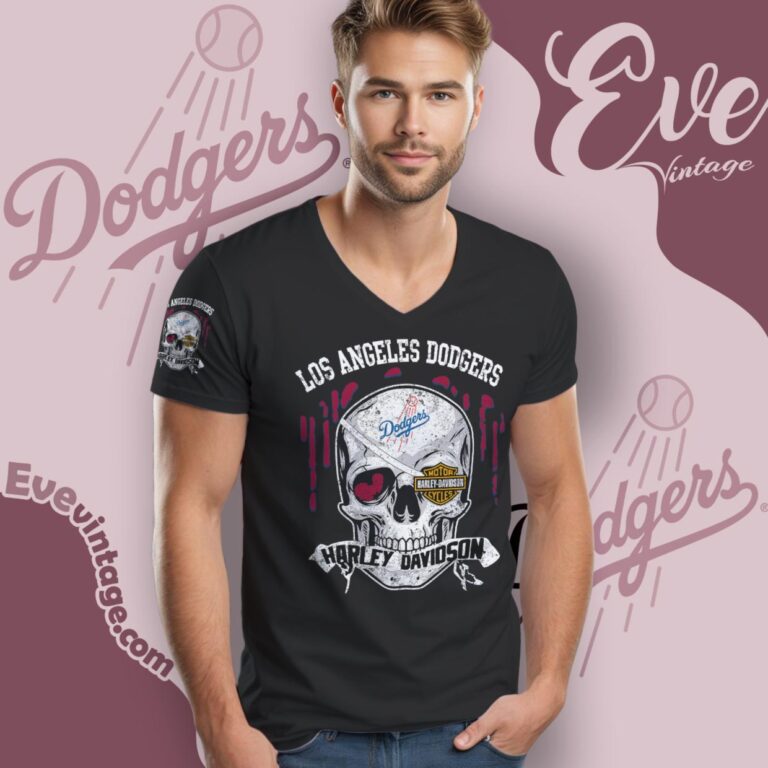 Los Angeles Dodgers Harley Davidson Skull Shirt V Neck TShirt Los Angeles Dodgers Harley Davidson Skull Shirt V Neck TShirt
