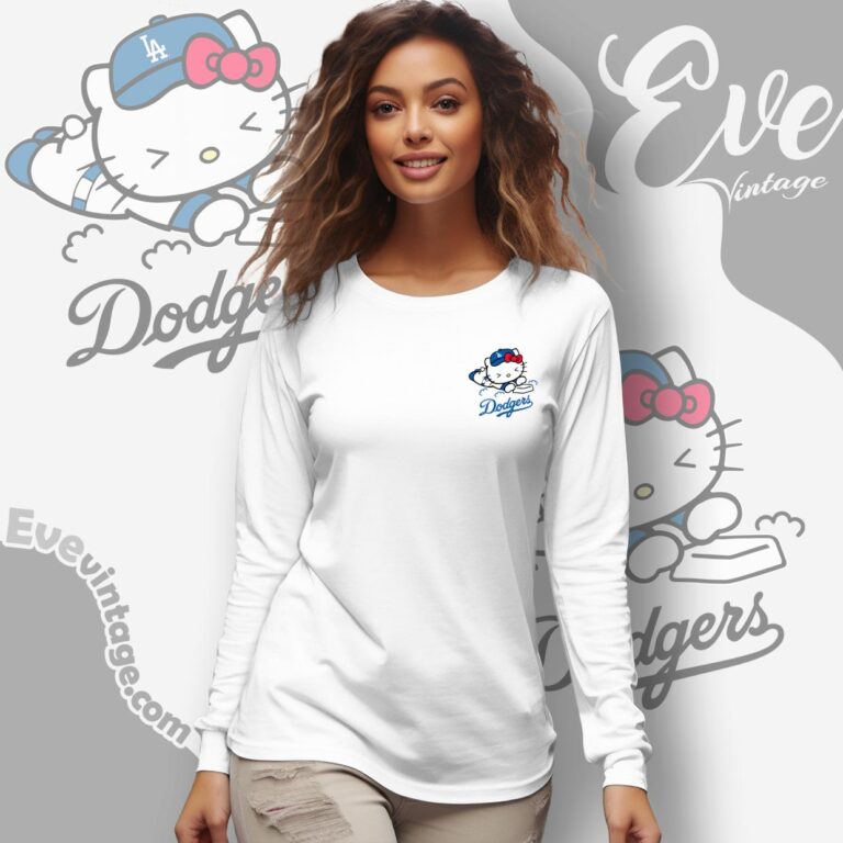 Los Angeles Dodgers Hello Kitty Sliding Into Base Shirt Long Sleeves T shirt Los Angeles Dodgers Hello Kitty Sliding Into Base Shirt Long Sleeves T shirt