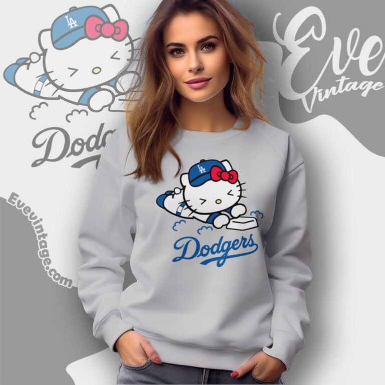 Los Angeles Dodgers Hello Kitty Sliding Into Base Shirt Sweatshirt Los Angeles Dodgers Hello Kitty Sliding Into Base Shirt Sweatshirt