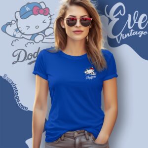 Los Angeles Dodgers Hello Kitty Sliding Into Base Shirt Women T shirt