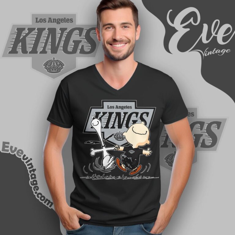 Los Angeles Kings Charlie Brown Snoopy Happy Dancing Shirt V Neck TShirt Los Angeles Kings Charlie Brown Snoopy Happy Dancing Shirt V Neck TShirt