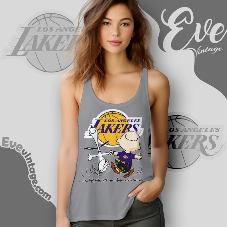 Los Angeles Lakers Charlie Brown Snoopy Happy Dancing Shirt Tank Top Racerback Los Angeles Lakers Charlie Brown Snoopy Happy Dancing Shirt Tank Top Racerback