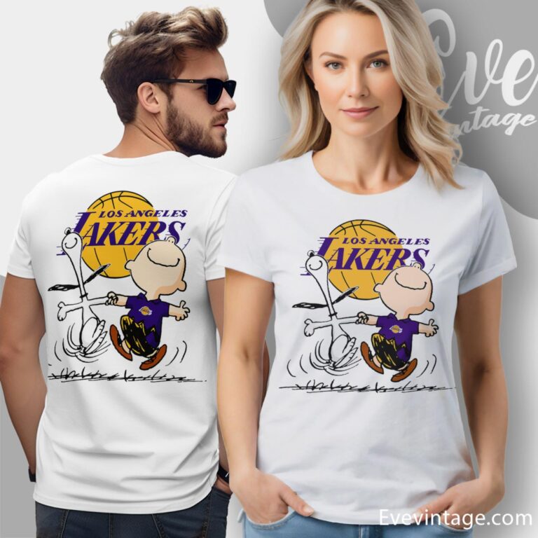 Los Angeles Lakers Charlie Brown Snoopy Happy Dancing Shirt Women T Shirt Los Angeles Lakers Charlie Brown Snoopy Happy Dancing Shirt Women T Shirt