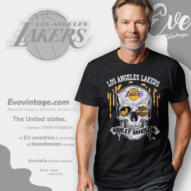 Los Angeles Lakers Harley Davidson Skull T Shirt Los Angeles Lakers Harley Davidson Skull T Shirt