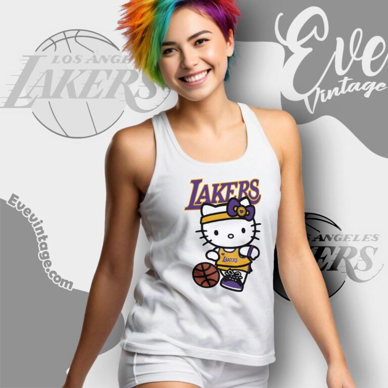 Los Angeles Lakers Hello Kitty Shirt Tank Top Racerback Los Angeles Lakers Hello Kitty Shirt Tank Top Racerback