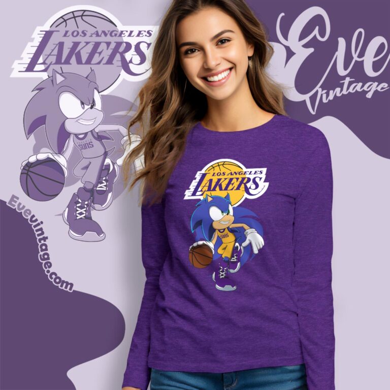 Los Angeles Lakers Sonic The Hedgehog Shirt Long Sleeve Tee Los Angeles Lakers Sonic The Hedgehog Shirt Long Sleeve Tee