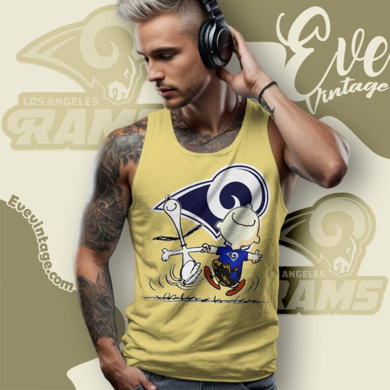 Los Angeles Rams Charlie Brown Snoopy Happy Dancing Shirt Tank Top Racerback Los Angeles Rams Charlie Brown Snoopy Happy Dancing Shirt Tank Top Racerback