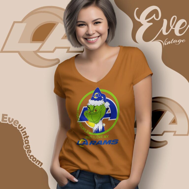 Los Angeles Rams Christmas Grinch Shirt I Hate People But I Love My Rams V Neck TShirt Los Angeles Rams Christmas Grinch Shirt I Hate People But I Love My Rams V Neck TShirt