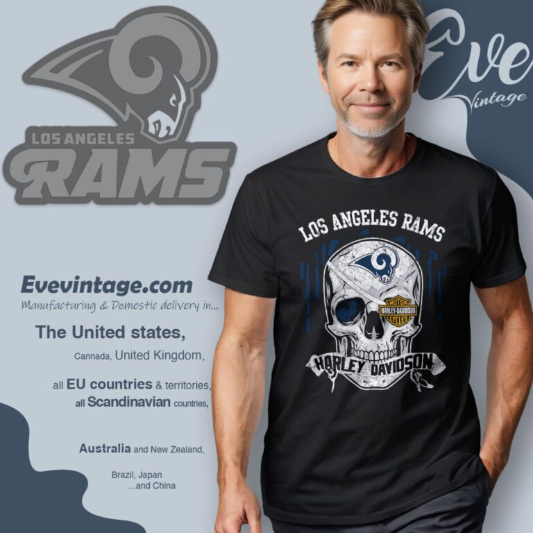 Los Angeles Rams Harley Davidson Skull Shirt T Shirt Los Angeles Rams Harley Davidson Skull Shirt T Shirt