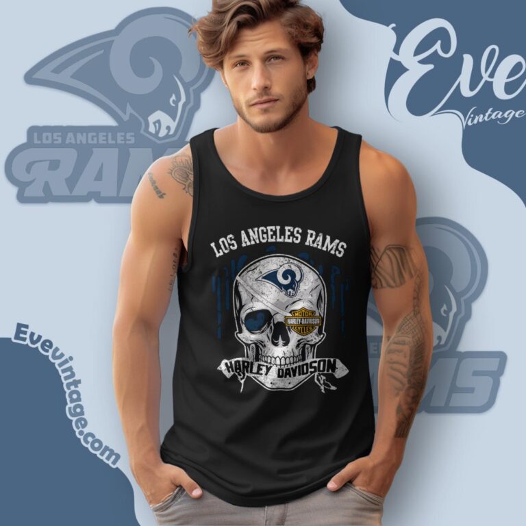 Los Angeles Rams Harley Davidson Skull Shirt Tank Top Racerback Los Angeles Rams Harley Davidson Skull Shirt Tank Top Racerback