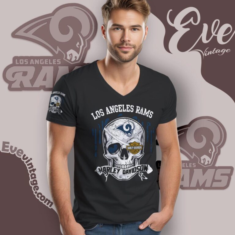 Los Angeles Rams Harley Davidson Skull Shirt V Neck TShirt Los Angeles Rams Harley Davidson Skull Shirt V Neck TShirt