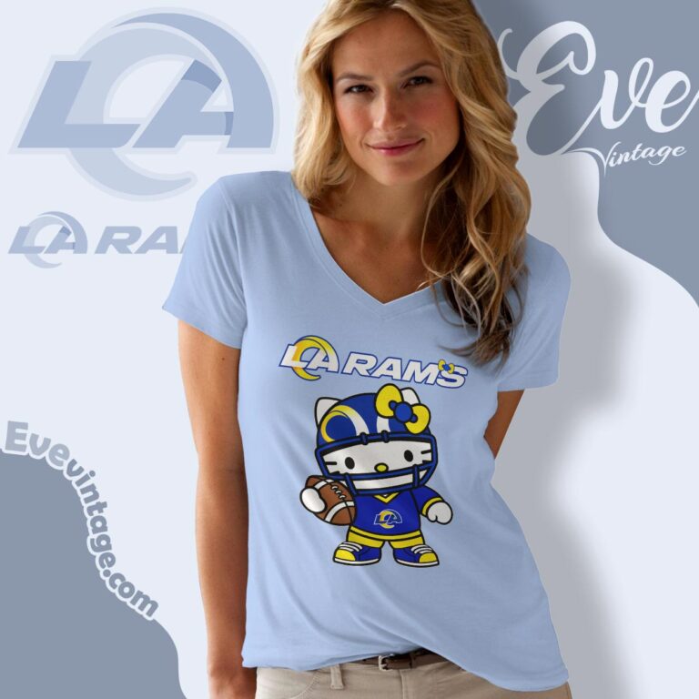 Los Angeles Rams Hello Kitty V Neck TShirt Los Angeles Rams Hello Kitty V Neck TShirt