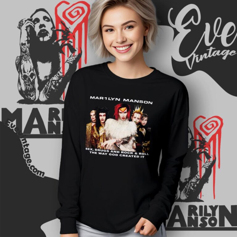 Marilyn Manson Shirt Rock Is Dead Tour 1999 Long Sleeve Tee Marilyn Manson Shirt Rock Is Dead Tour 1999 Long Sleeve Tee