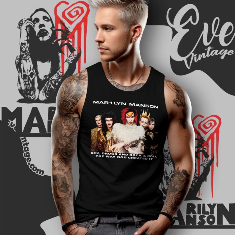 Marilyn Manson Shirt Rock Is Dead Tour 1999 Tank Top Racerback Marilyn Manson Shirt Rock Is Dead Tour 1999 Tank Top Racerback