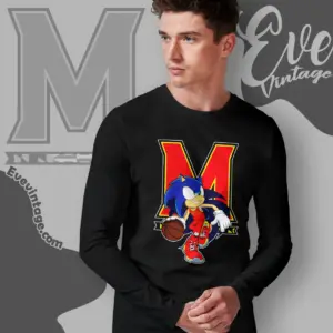 Maryland Terrapins Sonic The Hedgehog Basketball Long Sleeve Tee