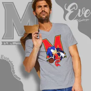 Maryland Terrapins Sonic The Hedgehog Basketball V Neck TShirt