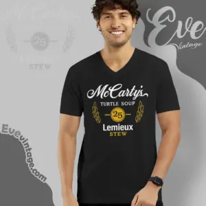 Mccartys Turtle Soup Claude Lemieux Stew Detroit Hockey V Neck TShirt
