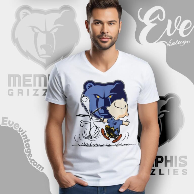 Memphis Grizzlies Charlie Brown Snoopy Happy Dancing Shirt V Neck TShirt Memphis Grizzlies Charlie Brown Snoopy Happy Dancing Shirt V Neck TShirt