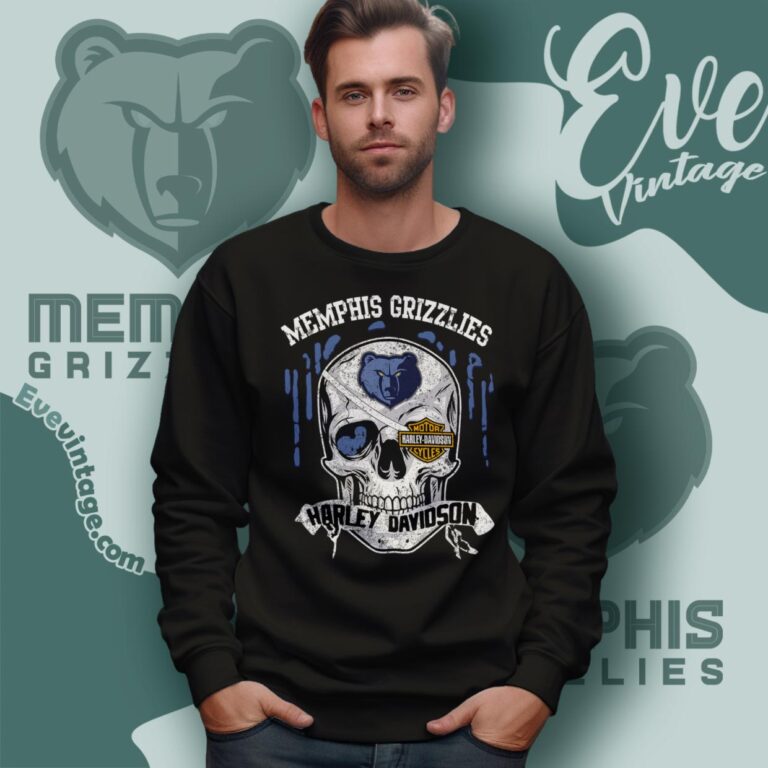 Memphis Grizzlies Harley Davidson Skull Sweatshirt Memphis Grizzlies Harley Davidson Skull Sweatshirt