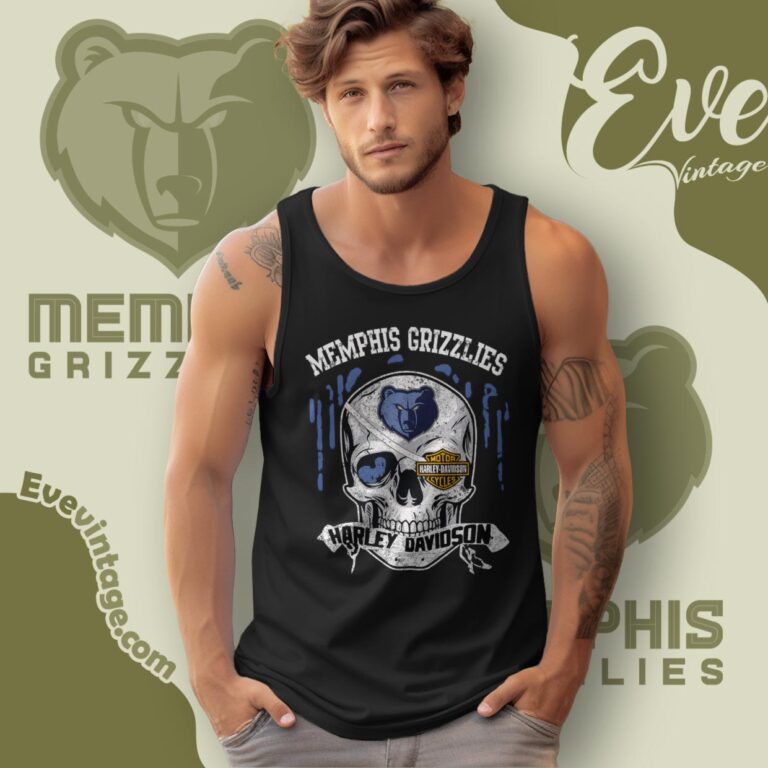 Memphis Grizzlies Harley Davidson Skull Tank Top Racerback Memphis Grizzlies Harley Davidson Skull Tank Top Racerback