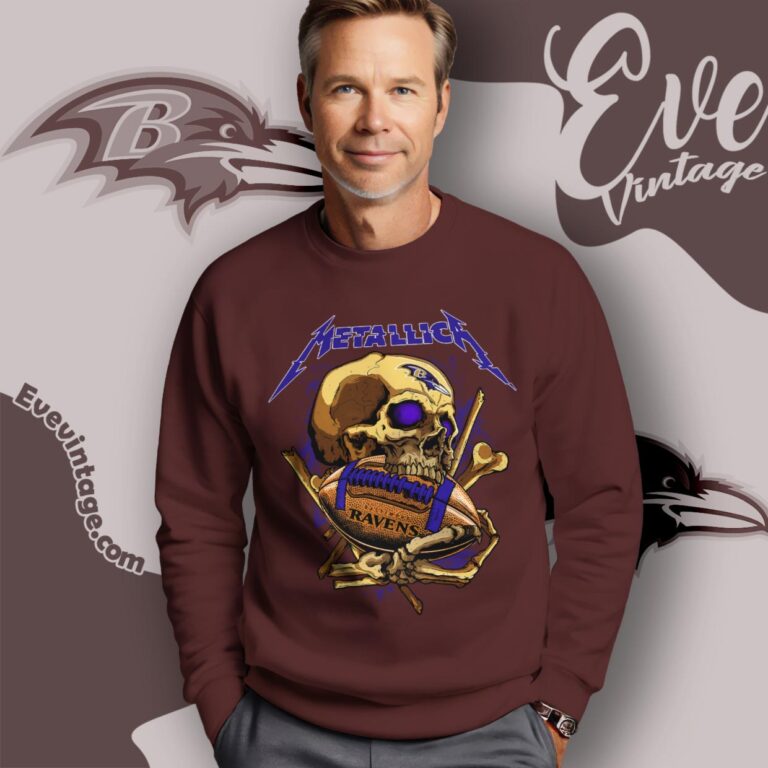 Metallica Baltimore Ravens Skull Shirt Sweatshirt Metallica Baltimore Ravens Skull Shirt Sweatshirt