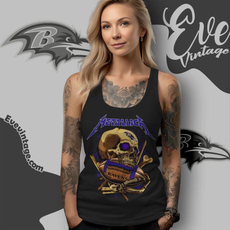 Metallica Baltimore Ravens Skull Shirt Tank Top Racerback Metallica Baltimore Ravens Skull Shirt Tank Top Racerback