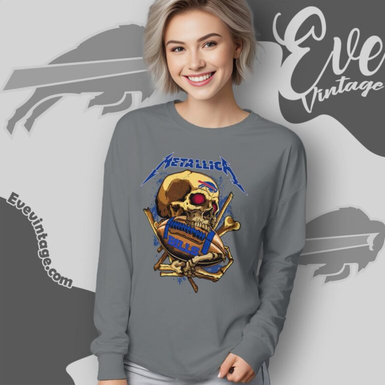 Metallica Buffalo Bills Skull Shirt Long Sleeve Tee Metallica Buffalo Bills Skull Shirt Long Sleeve Tee