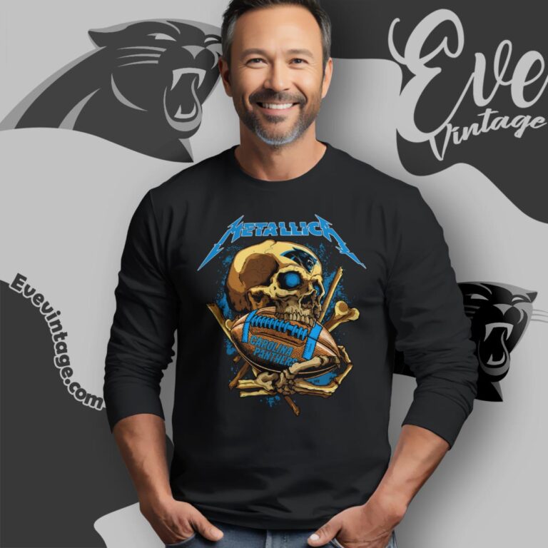 Metallica Carolina Panthers Skull Shirt Long Sleeve Tee Metallica Carolina Panthers Skull Shirt Long Sleeve Tee