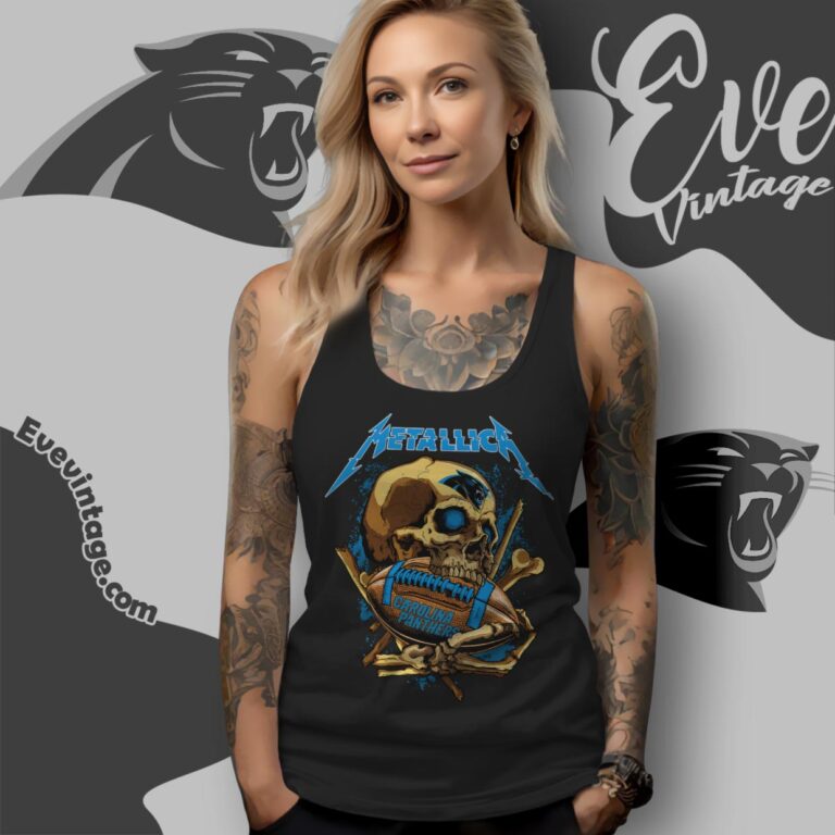 Metallica Carolina Panthers Skull Shirt Tank Top Racerback Metallica Carolina Panthers Skull Shirt Tank Top Racerback