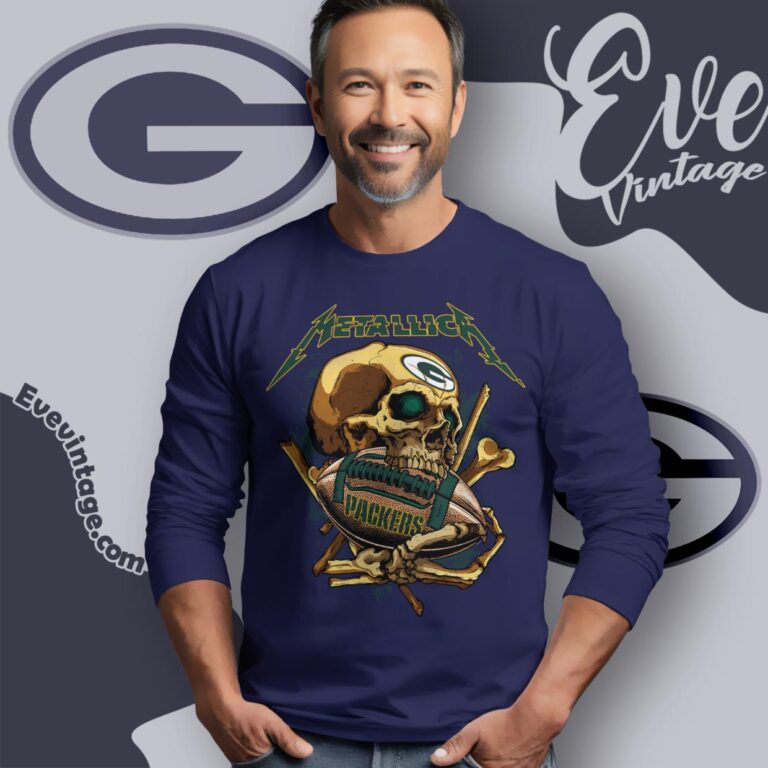 Metallica Green Bay Packers Skull Shirt Long Sleeve Tee Metallica Green Bay Packers Skull Shirt Long Sleeve Tee