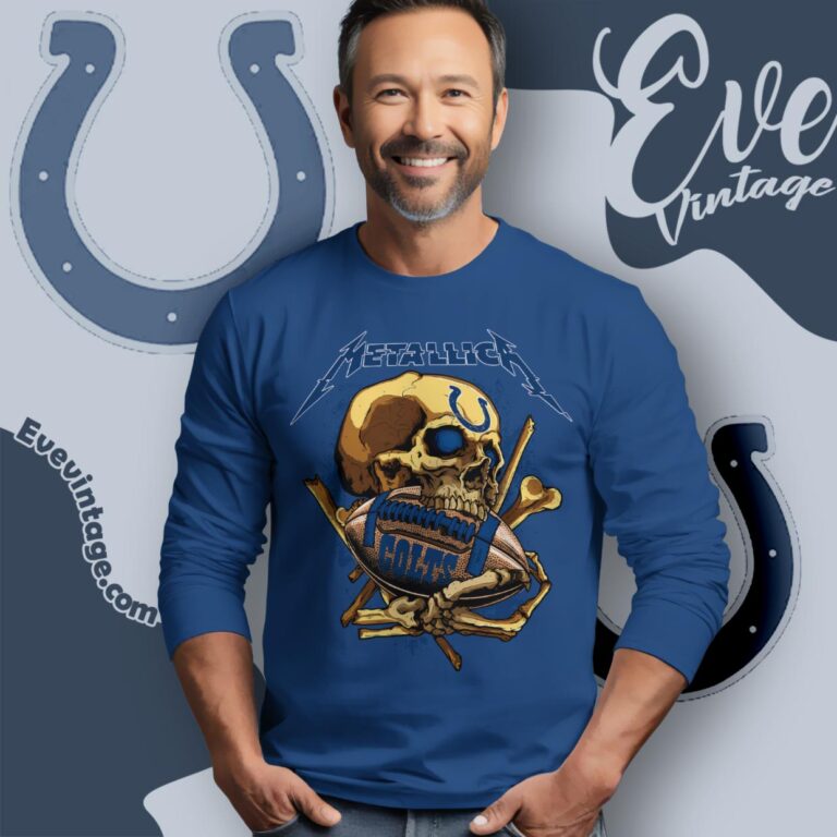 Metallica Indianapolis Colts Skull Shirt Long Sleeve Tee Metallica Indianapolis Colts Skull Shirt Long Sleeve Tee