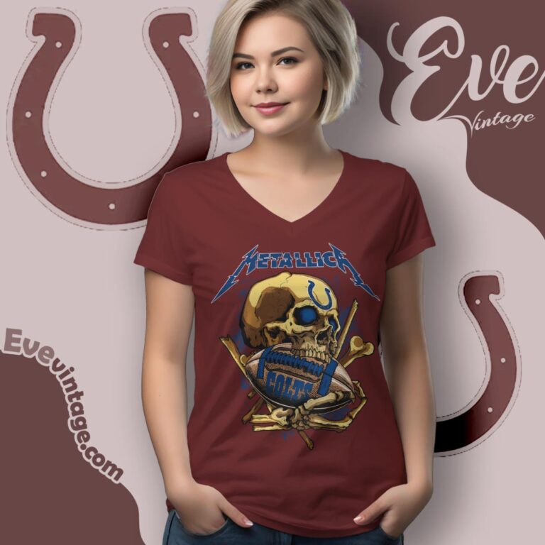 Metallica Indianapolis Colts Skull Shirt V Neck TShirt Metallica Indianapolis Colts Skull Shirt V Neck TShirt