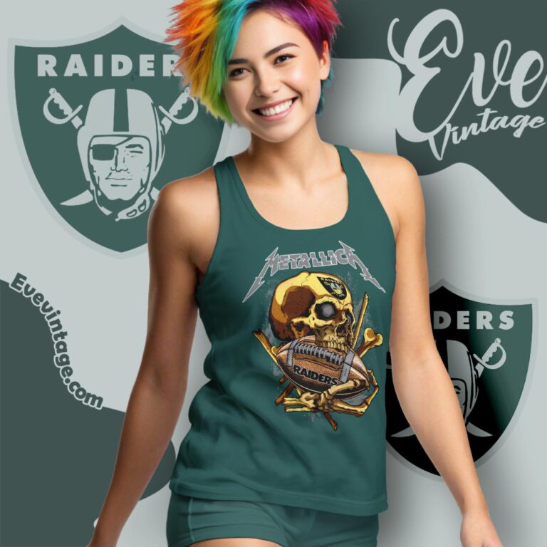 Metallica Las Vegas Raiders Skull Shirt Tank Top Racerback Metallica Las Vegas Raiders Skull Shirt Tank Top Racerback