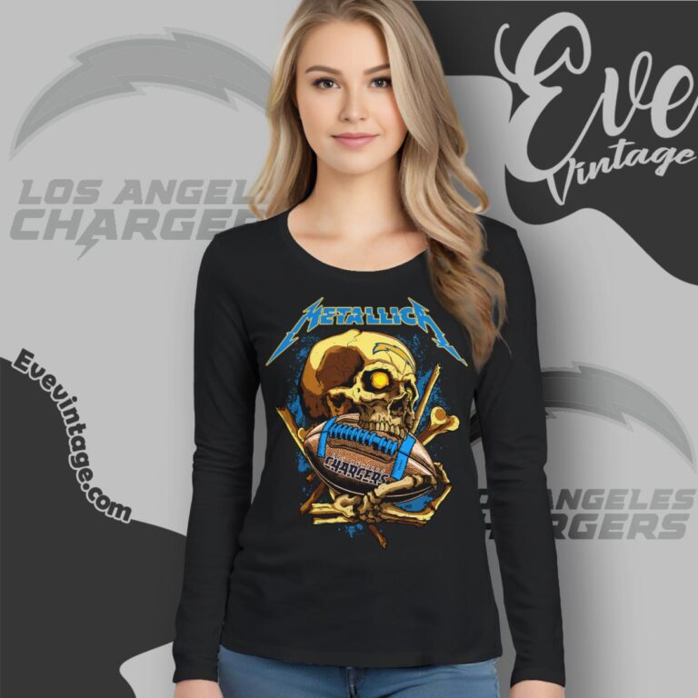 Metallica Los Angeles Chargers Skull Shirt Long Sleeve Tee Metallica Los Angeles Chargers Skull Shirt Long Sleeve Tee