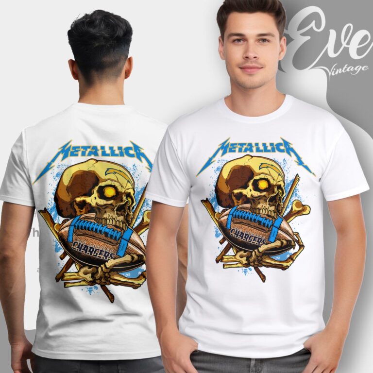 Metallica Los Angeles Chargers Skull Shirt T Shirt Metallica Los Angeles Chargers Skull Shirt T Shirt
