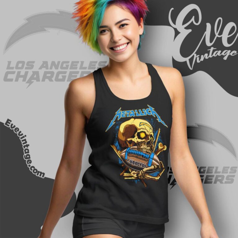 Metallica Los Angeles Chargers Skull Shirt Tank Top Racerback Metallica Los Angeles Chargers Skull Shirt Tank Top Racerback