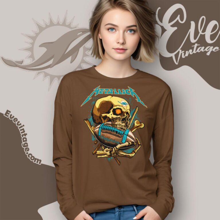 Metallica Miami Dolphins Skull Shirt Long Sleeve Tee Metallica Miami Dolphins Skull Shirt Long Sleeve Tee