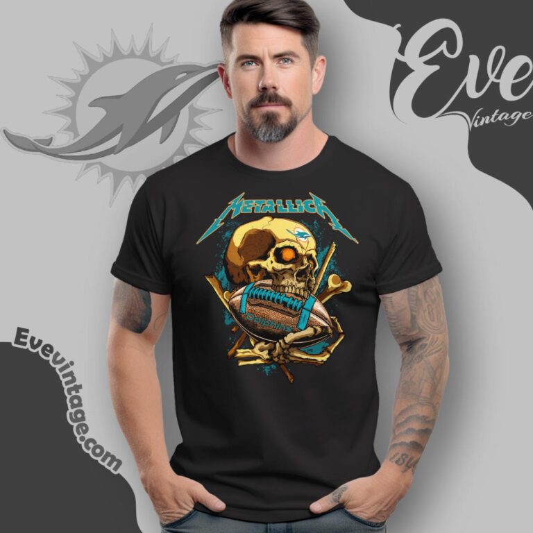 Metallica Miami Dolphins Skull Shirt T Shirt Metallica Miami Dolphins Skull Shirt T Shirt