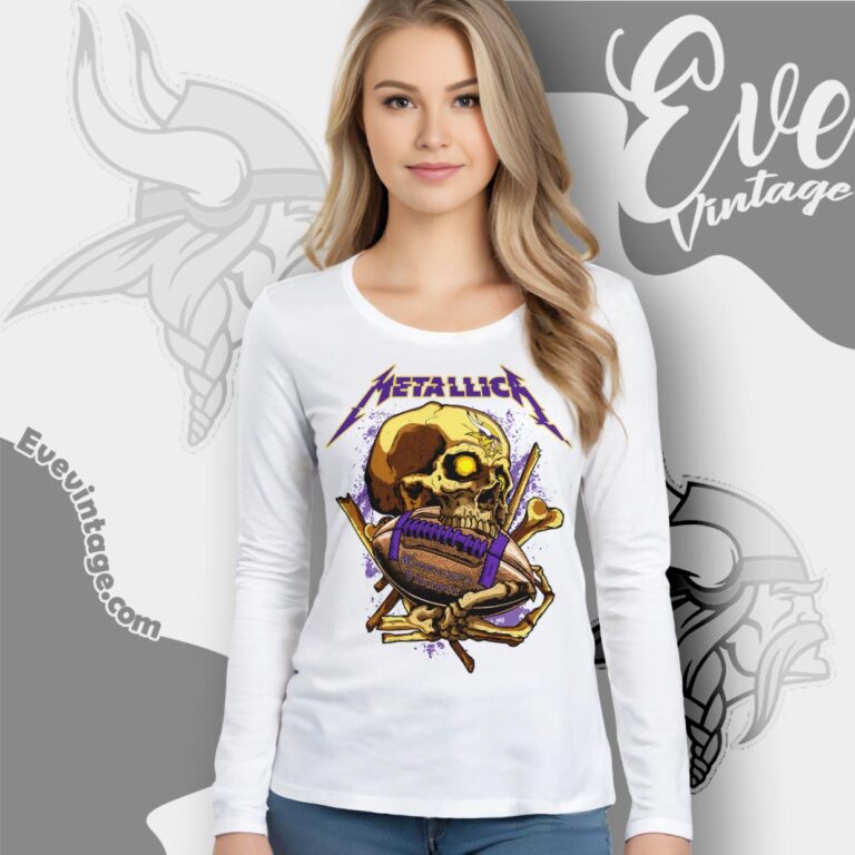 Metallica Minnesota Vikings Skull Shirt Long Sleeve Tee Metallica Minnesota Vikings Skull Shirt Long Sleeve Tee