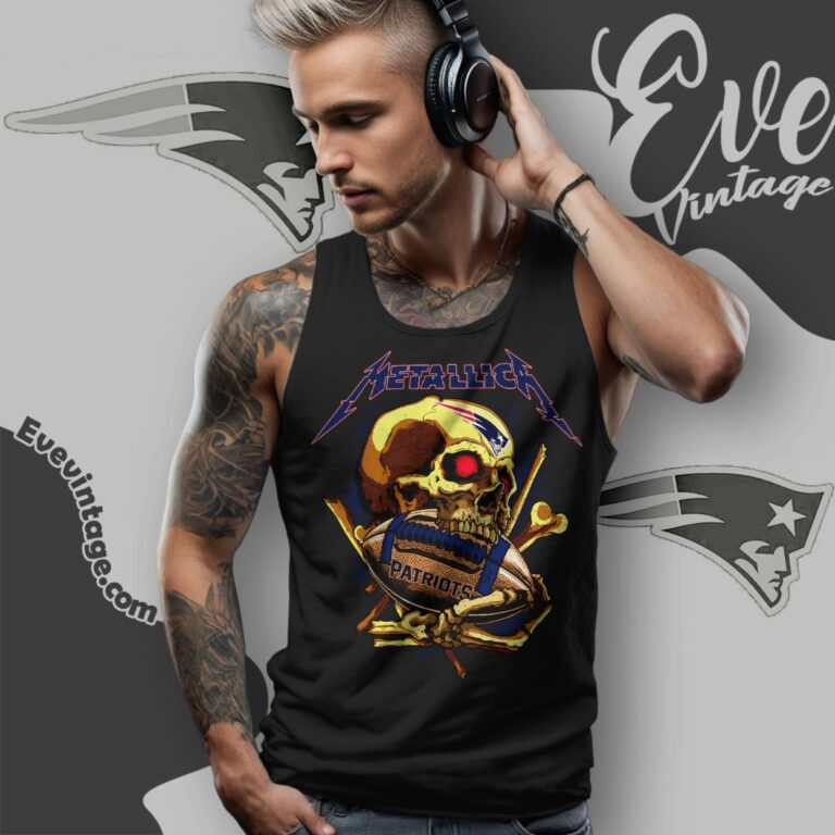 Metallica New England Patriots Skull Shirt Tank Top Racerback Metallica New England Patriots Skull Shirt Tank Top Racerback