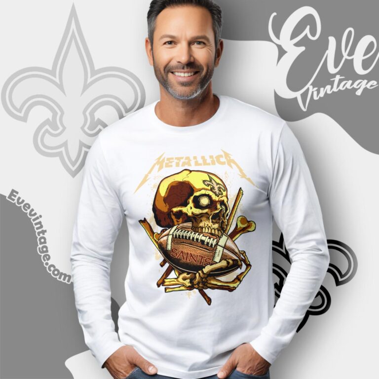 Metallica New Orleans Saints Skull Shirt Long Sleeve Tee Metallica New Orleans Saints Skull Shirt Long Sleeve Tee