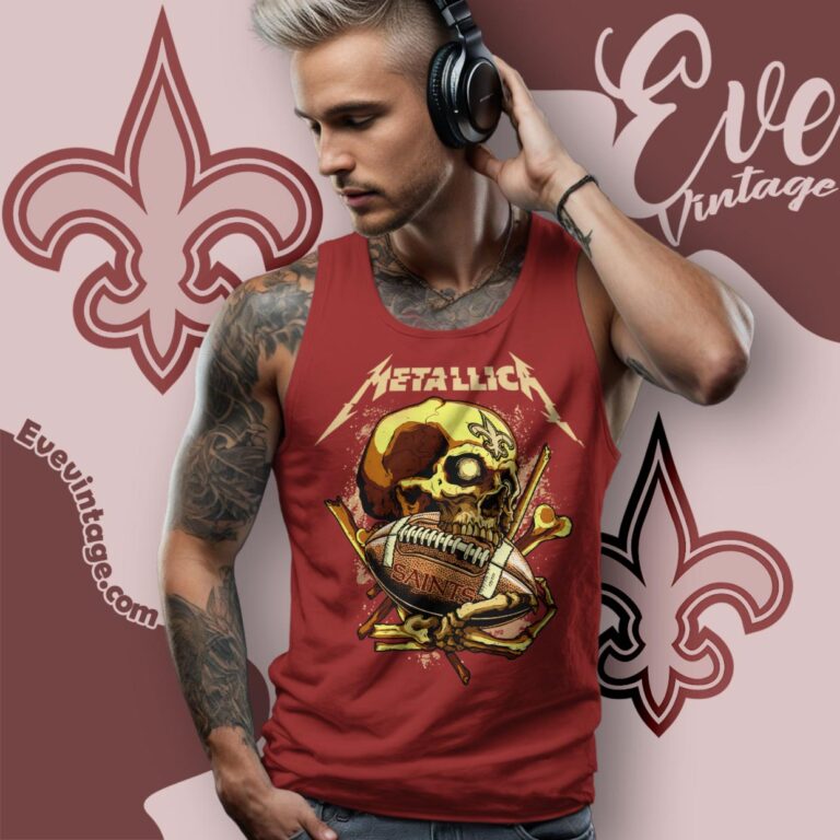 Metallica New Orleans Saints Skull Shirt Tank Top Racerback Metallica New Orleans Saints Skull Shirt Tank Top Racerback