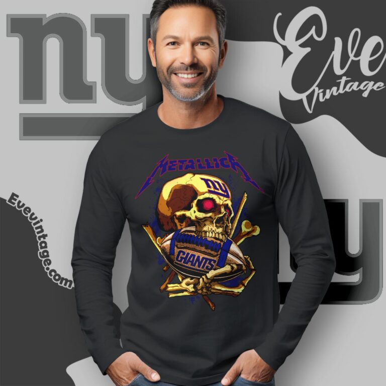 Metallica New York Giants Skull Shirt Long Sleeve Tee Metallica New York Giants Skull Shirt Long Sleeve Tee