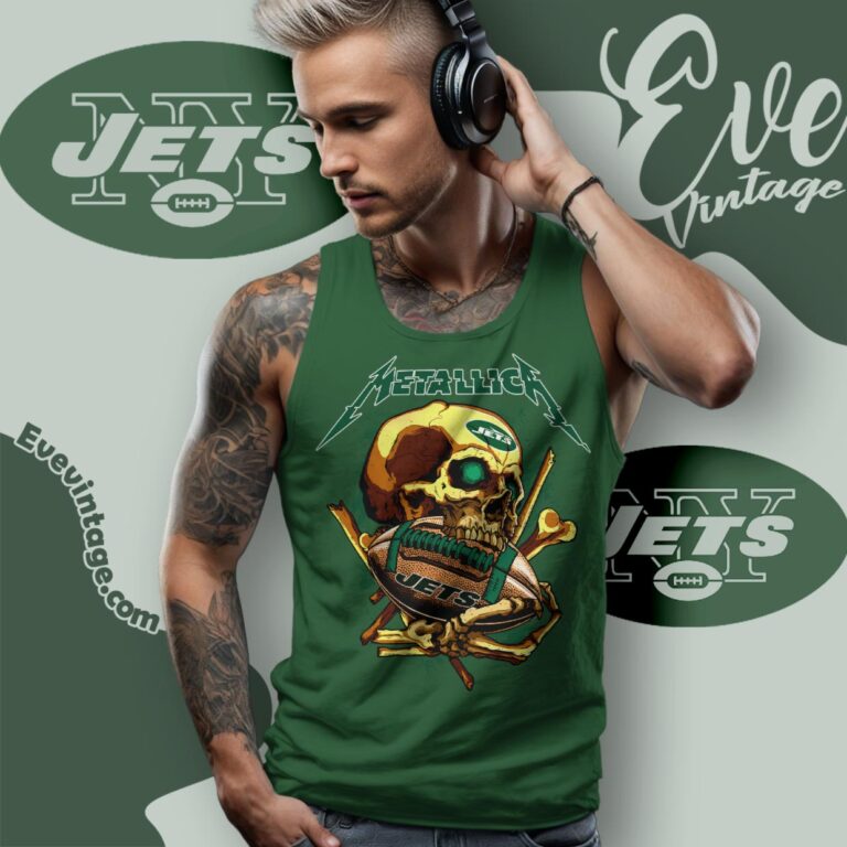 Metallica New York Jets Skull Shirt Tank Top Racerback Metallica New York Jets Skull Shirt Tank Top Racerback