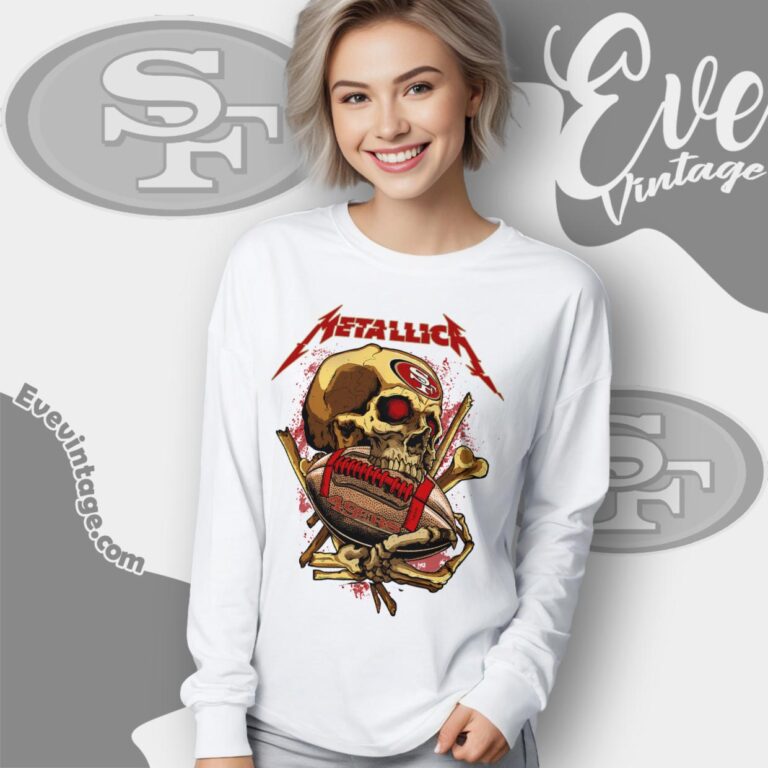 Metallica San Francisco 49ers Skull Shirt Long Sleeve Tee Metallica San Francisco 49ers Skull Shirt Long Sleeve Tee